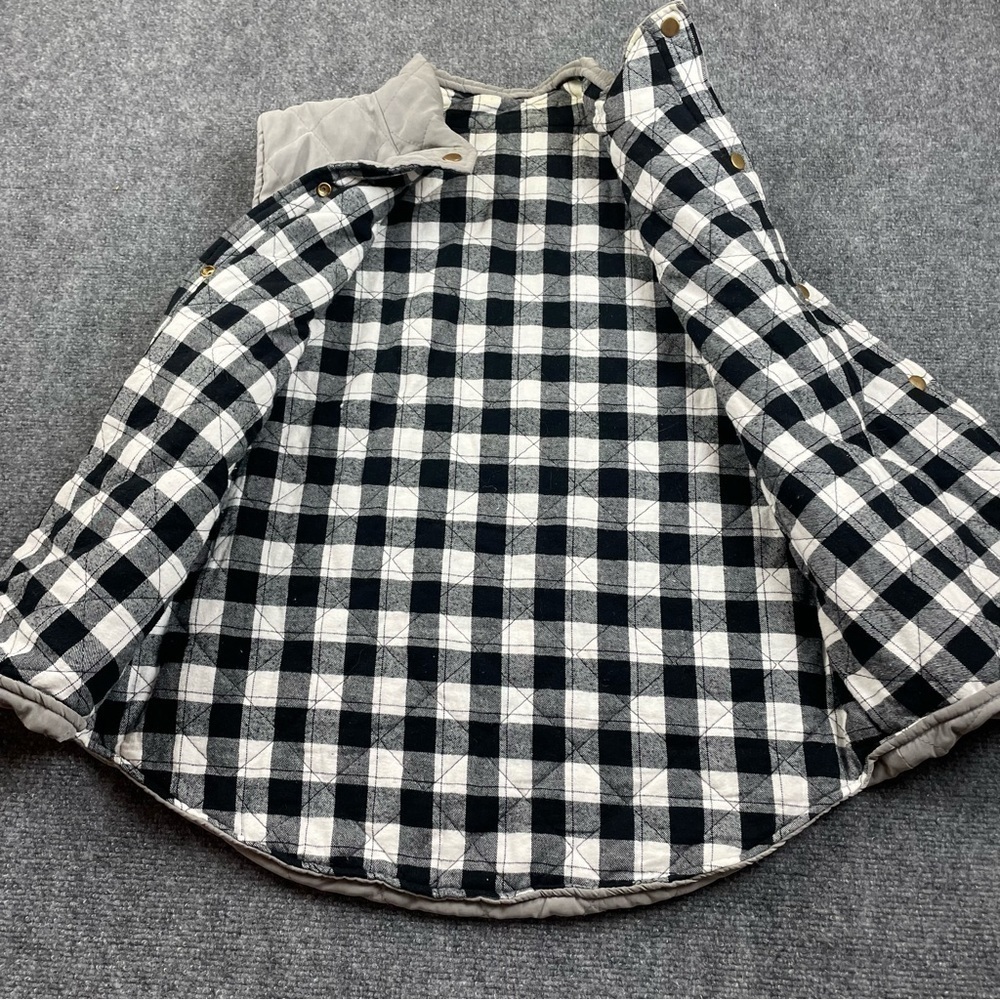 JEN & CO Women’s Quilted Black Gingham/Grey Reversible Vest size: XXL - Picture 3 of 10